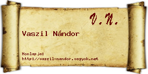 Vaszil Nándor névjegykártya